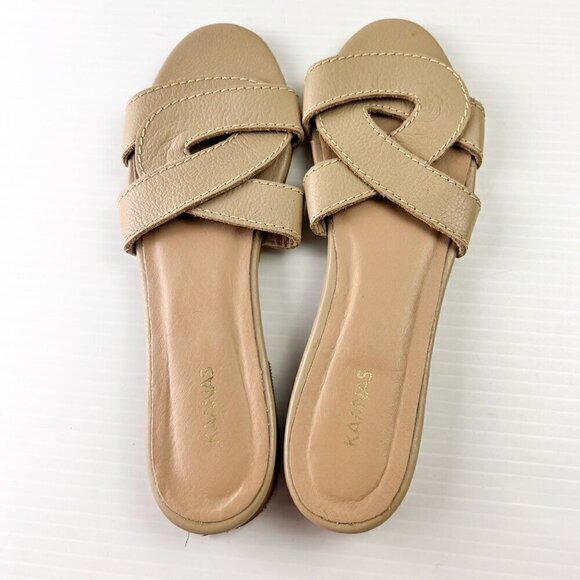 Kaanas Santorini Infinity Loop Woven Flat Slide Sandal Size 8 Beige Springtime - Picture 7 of 11